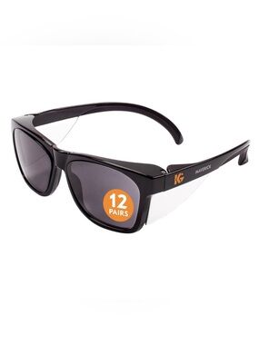 KleenGuard Maverick Safety Glasses — Black Frames with Smoke Lenses (12 pair)